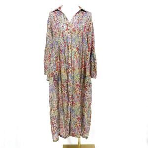 Payal Pratap Pintuck Floral Maxi Dress Boho Cotton Silk M India Cottagecore